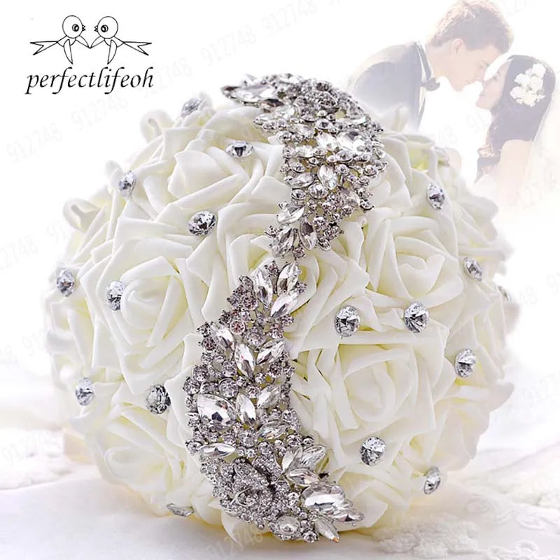 Wedding Bouque flowers White Bridesmaid Bridal Bouquets artificial Rose  Bouquet wedding flowers bridal bouquets